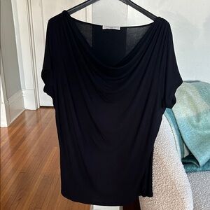 Tahari Black Modal Short Sleeve Women's Top